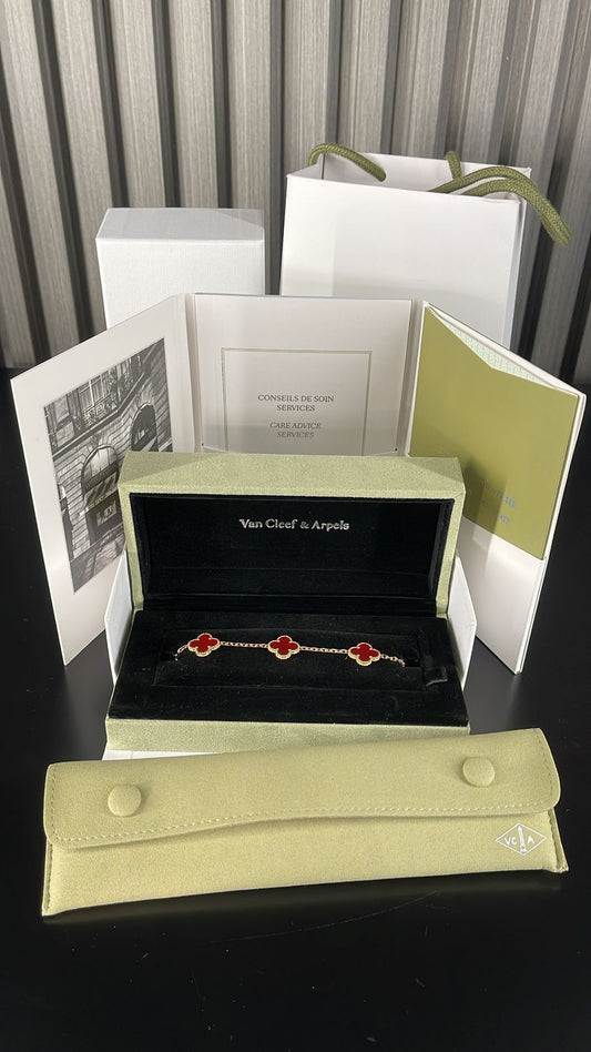 Pulso Tipo Van Cleef Plata .925 con baño de oro Rojo